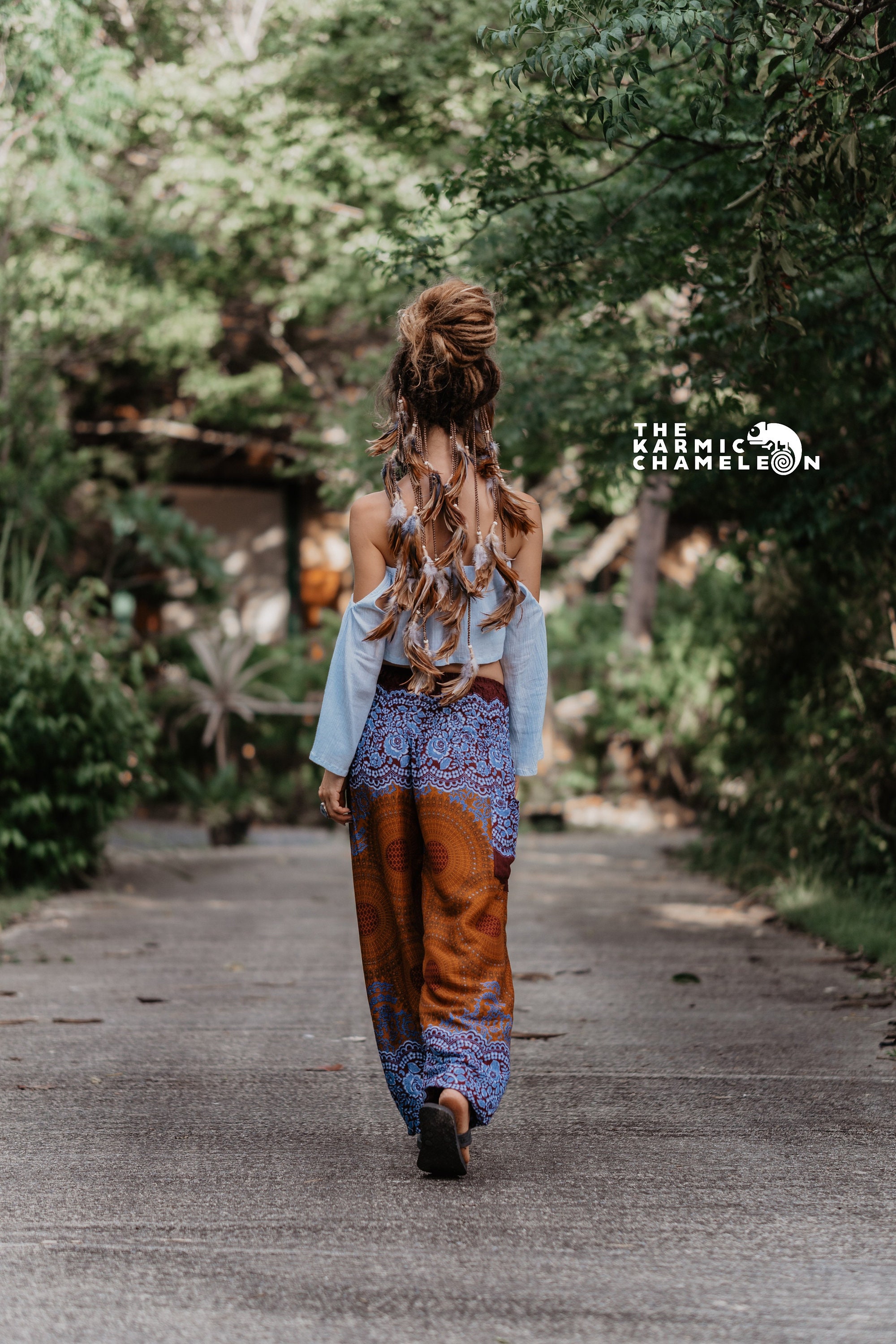 Ohm Mandala Baggy Harem Pants Blue