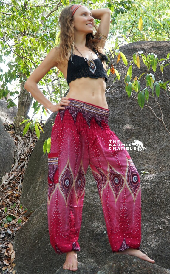 Buy wholesale virblatt - harem pants women | 100% cotton | Yoga pants  women's bloomers harem pants Goa pants hippie pants hippie clothing - sky  S-M green