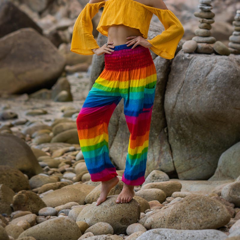 Goosudu Rainbow Stripe Shirt Dress
