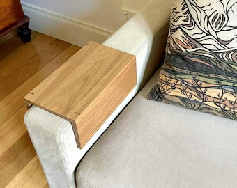 Custom couch/sofa armrest table Solid Australian Spotted Gum wood. Handmade!