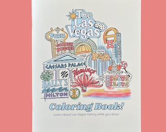 Las Vegas Coloring Book - 12 Pages - Thick Paper - Includes vintage casinos - All ages!