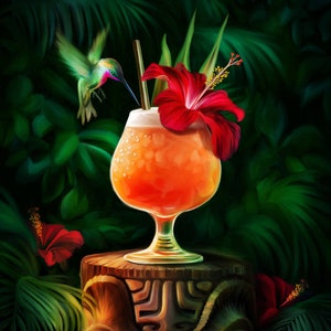 Two Jungle Birds - Tiki Art