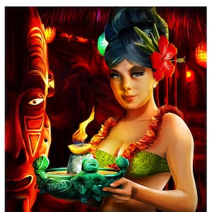STRANGER DRINKS | Mai Kai Mystery Girl Portrait | Tiki Art Print