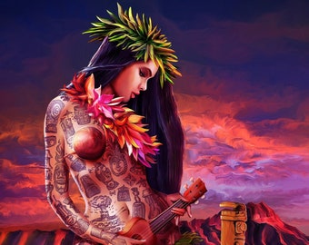 Polynesian Punk  - Tiki Art Hula Maid