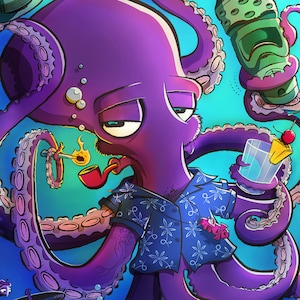 Crazy Eight Octopus Tiki Art image 1