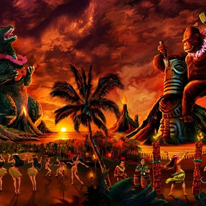 Rock Combo!  - Tiki Art Godzilla & King Kong