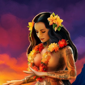 Polynesian Drummer  - Tiki Art Tahiti - SPECIAL XL EDITION - Print or Canvas