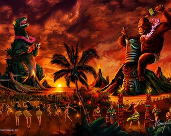 Rock Combo!  - Tiki Art Godzilla & King Kong