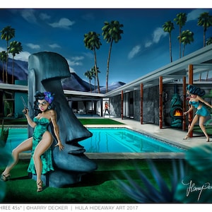 The Three 45s - Tiki Art Midcentury Moai