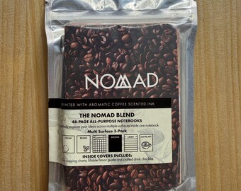 Nomad Notebooks - Nomad Blend Coffee Theme Notebooks - Factory Sealed Set of 3 and 4 Keep Grinding Pencils by Musgrave