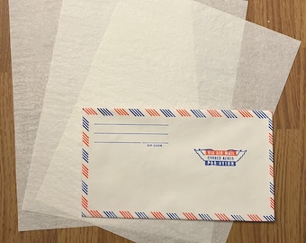 Vintage Air Mail Letter Kit with Onion Skin Typewriter Paper | Correspondence Kit | Air Mail Envelopes | Onionskin Paper | Midcentury