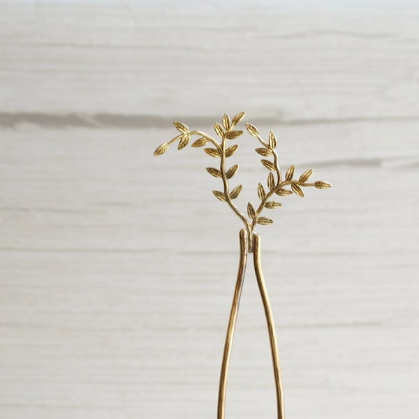 Thyme Plant Brass Hair Stick, Lightweight Sturdy Chignon Holder Ornament, Delicate Unique Hair Bun Decoration Short Medium Long Length