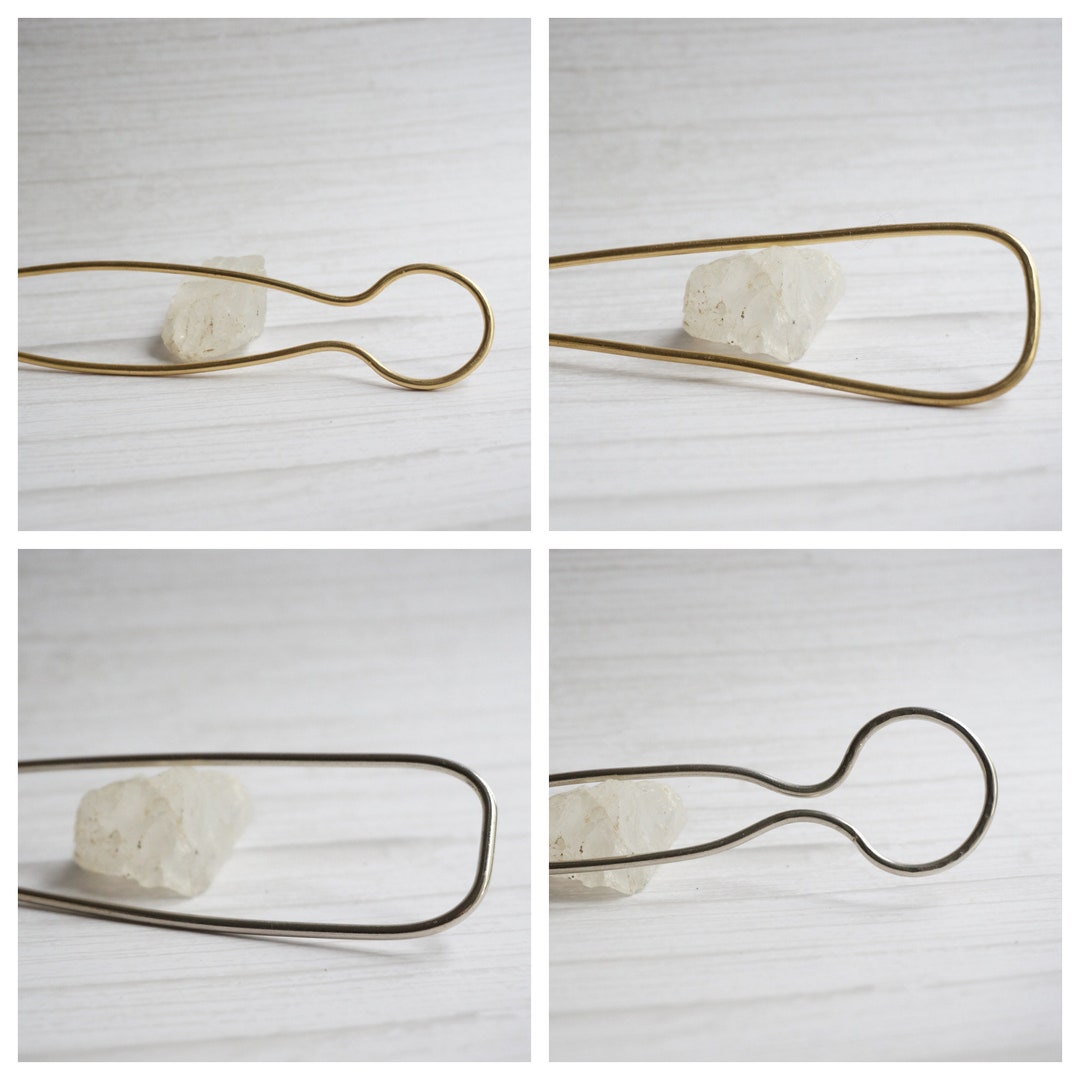 Minimalist Circle Rectangle Two Prongs Hair Fork, Sturdy Functional ...