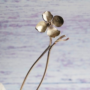 Metal French Hair Pins, Set of 3 Copper Hair Fork, Silver Flower