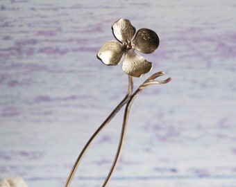Hartriegel Blume lange Haarnadel, Haarschmuck Chignon Halter halbe Haarnadel, leicht, breit, robust Haarstab klein, mittelgroß, Haarknoten