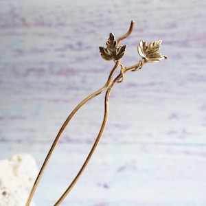 Ivy Botanical Brass Hair Pin, Lightweight Chignon Holder Ornament, Wide Sturdy Hair Stick for Small Medium Large Hair Bun