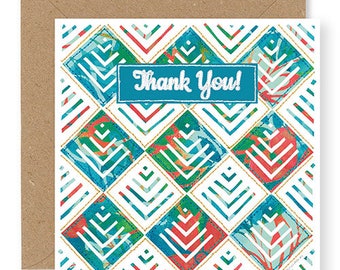 Thank You Card, Appreciation Card, Printed from Original Free Motion Embroidery Design, (GC50)
