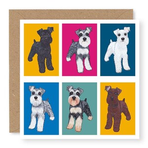 Schnauzer Card, Cute Schnauzer Birthday Card, Dog Birthday Card, Schnauzer Lover Card, Dog Art Card, Printed from Embroidery Design, (IN012)
