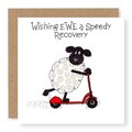 Funny Get Well Soon Card, Wishing EWE a Speedy Recovery, Thinking of You Card, Funny Sheep Card, Farmyard Card, Embroidery Design, (EW88)