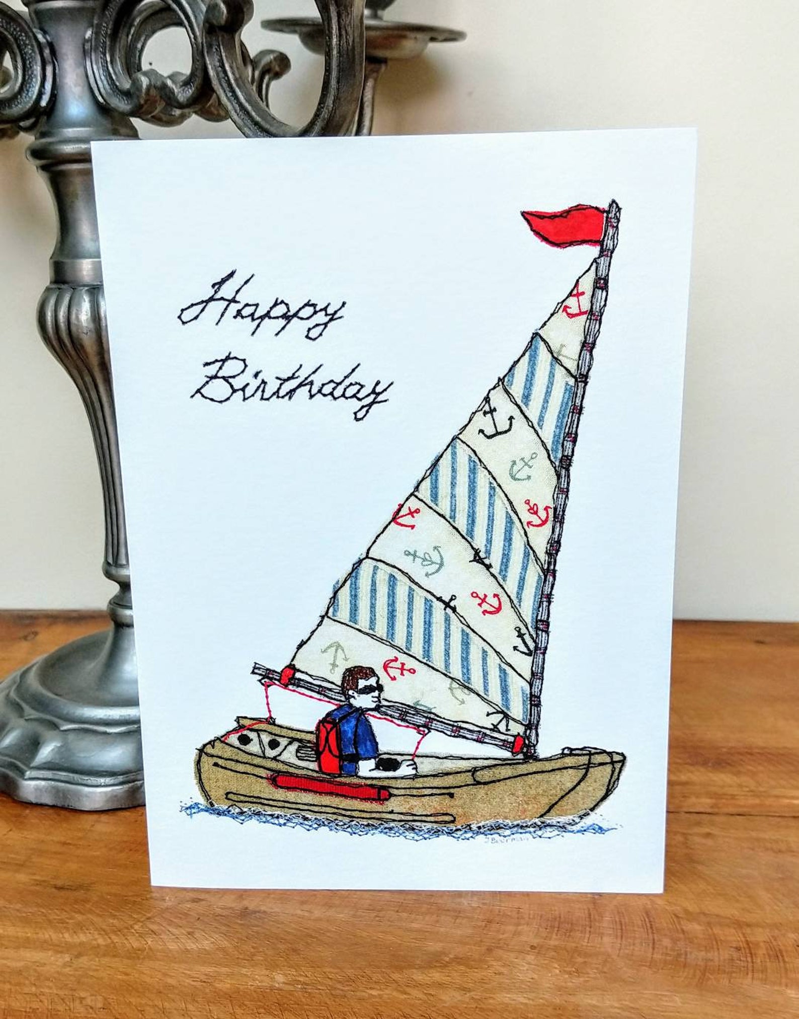 Happy birthday card Vintage Sailing Boat Male birthday card Etsy