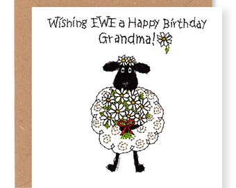 Old English Co. Lustige Geburtstagskarte – „Happy Birthday To Ewe“ Mit Schaf | Blanko Innen, 15x15 Cm, FSC-Karton