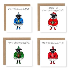 Pack of 8 Christmas Card, Card Bundle, Sheep Cards, Sheep Christmas Cards, Funny Christmas Card, Printed from Free Motion Embroidery Designs