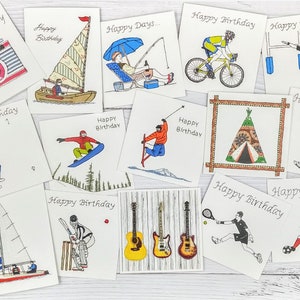 Carte d’anniversaire de voiture de sport rouge, carte de joyeux anniversaire pour garçons, carte d’anniversaire de voiture, imprimée à partir de la conception originale de broderie Free Motion, (BD54) image 3