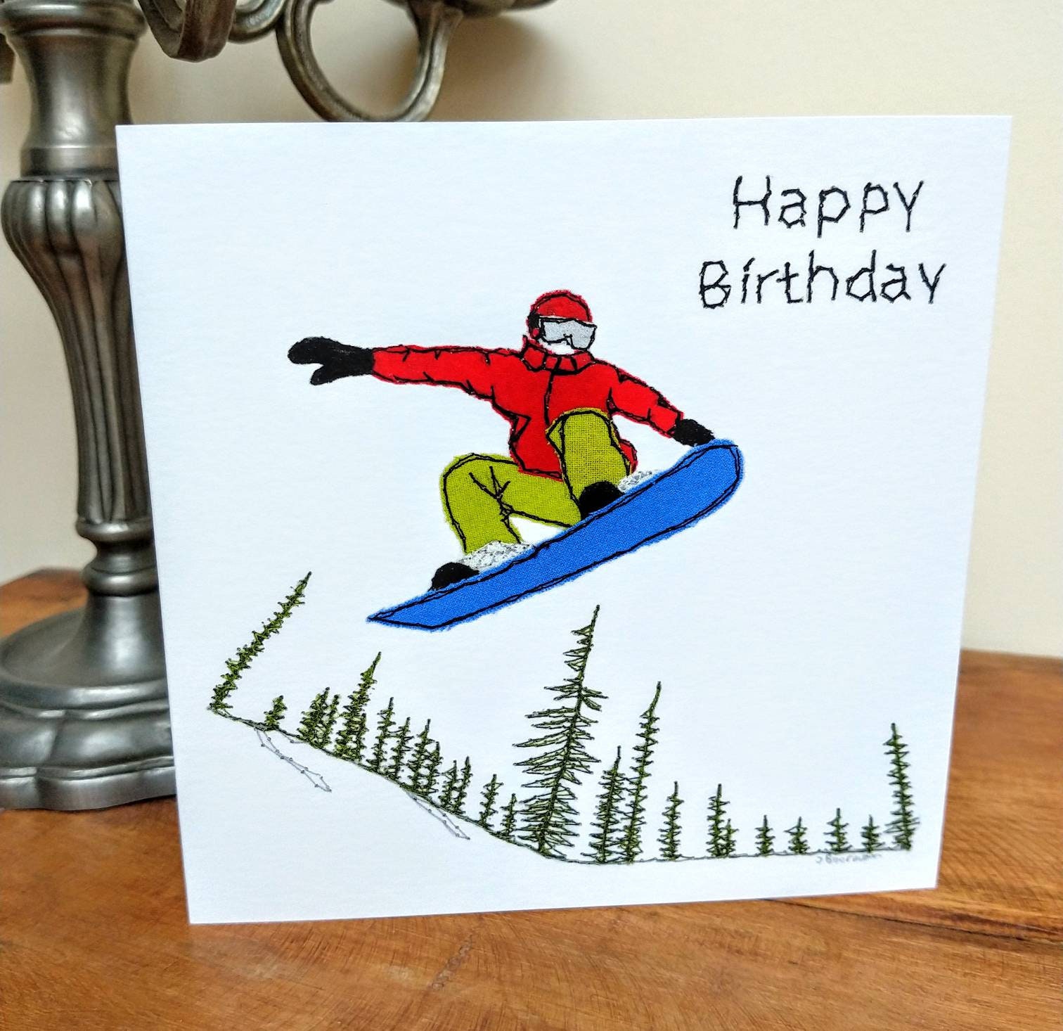 Snowboarding Greeting Card, Snowboarder Birthday Card, Snowboard Card