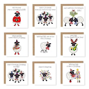 Multi-Saver Christmas Card Packs, Christmas Card 6 Pack, Christmas Card 12 Pack, Sheep Cards, Sheep Christmas Cards, Funny Christmas Cards