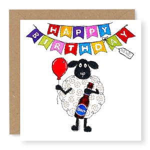 Happy Birthday to EWE, Sheep Birthday Card, Sheep Card, Funny Sheep Card, Farmyard Card, Embroidery Design, Printed Card, (EW101)