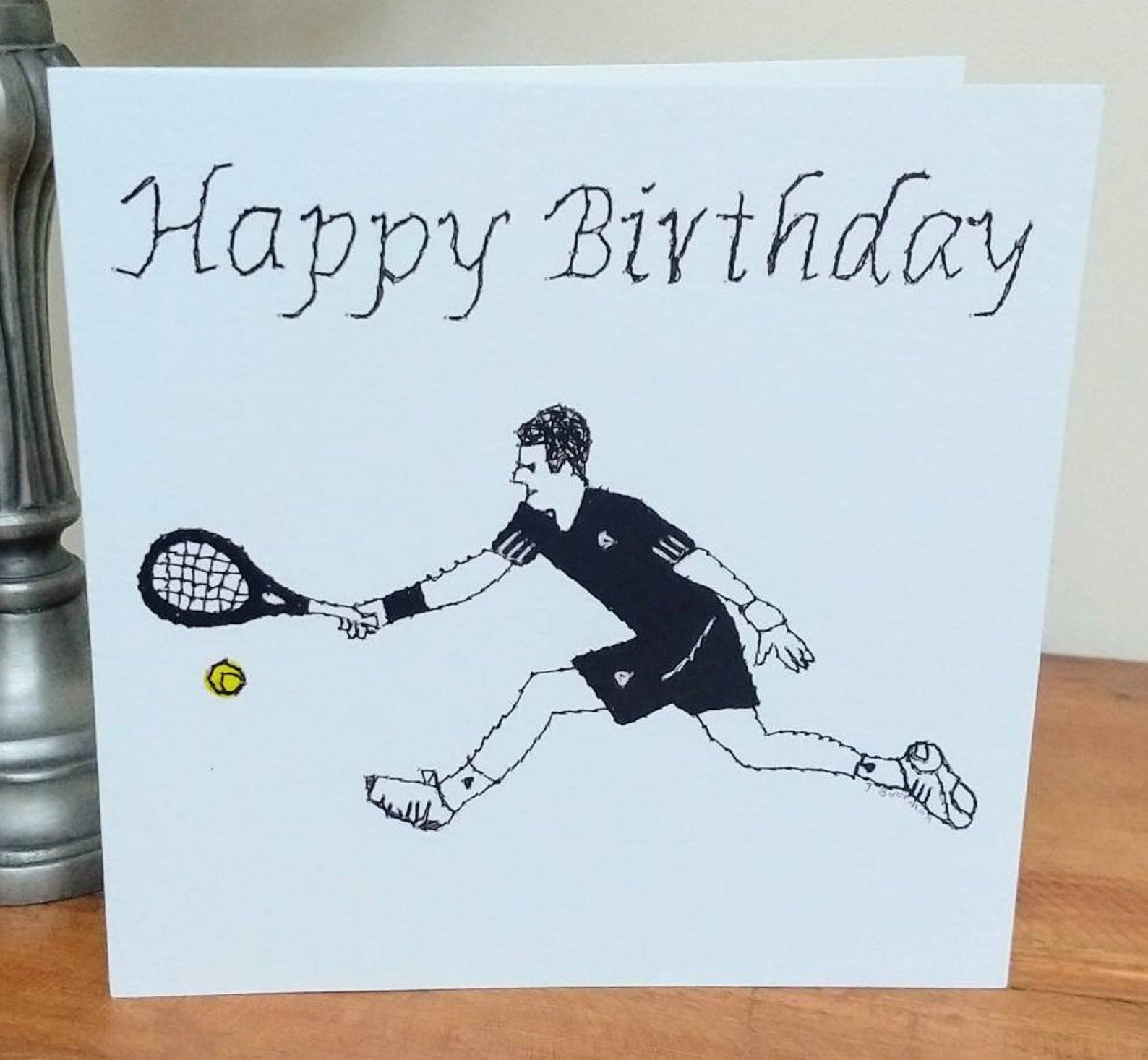 Tennis birthday card Happy Birthday card printed from Etsy