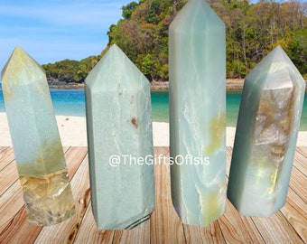 Caribbean Calcite Towers, Caribbean Calcite Point, Blue Green Crystals, Rocks and Minerals, Throat Chakra, Calming Stone, Healing Crystal