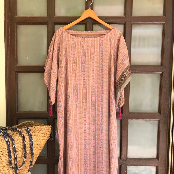 Dusty Pink Cotton Caftan,MAXI DRESS,long Kaftan,plus size dress,oversized coverup,beach kaftan,oversized caftan,kimono