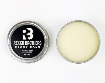 Unscented Beard Balm for Men – 2 oz Fragrance Free Vegan Beard Conditioner | Rekkr Brothers Natural Sensitive Skin Beard Care