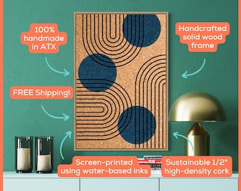 Decorative Cork Board 24x36 inch | Pin Board, Bulletin Board, Memoboard, Framed Corkboard, Message Board, Office Cork Board | trio