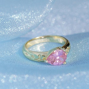 Pink Pear Drop Gemstone Ring