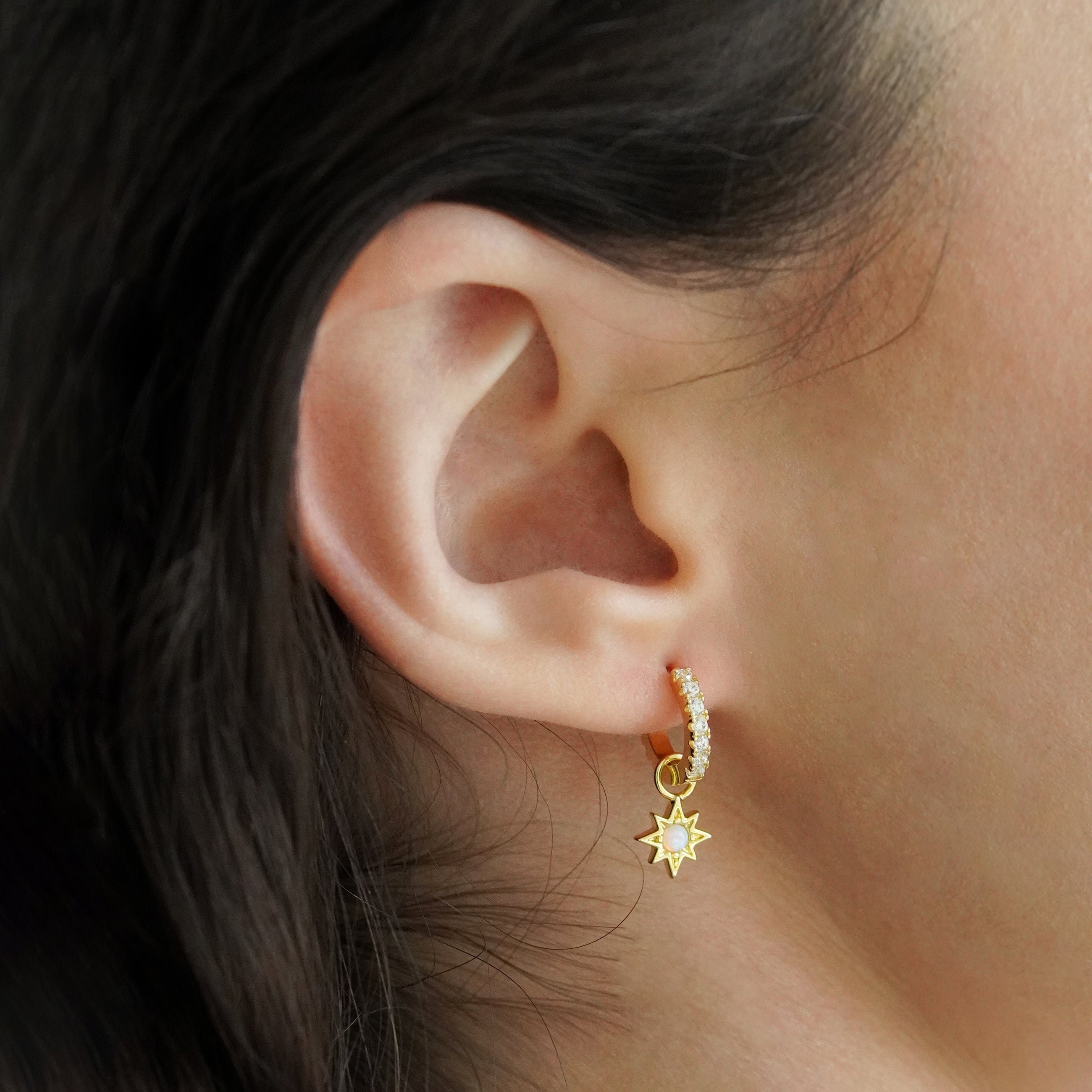 Opal Starburst Jewelled Hoop Earrings