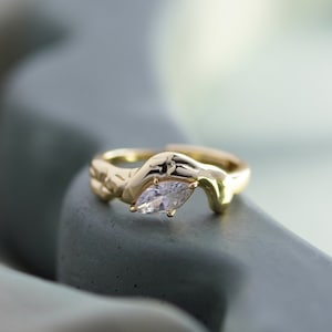 CLEO Ring, Gold Vermeil and Sterling Silver Adjustable Jewelled Stacking Ring