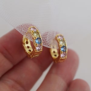 Pastel Stone Textured Hoop Earrings