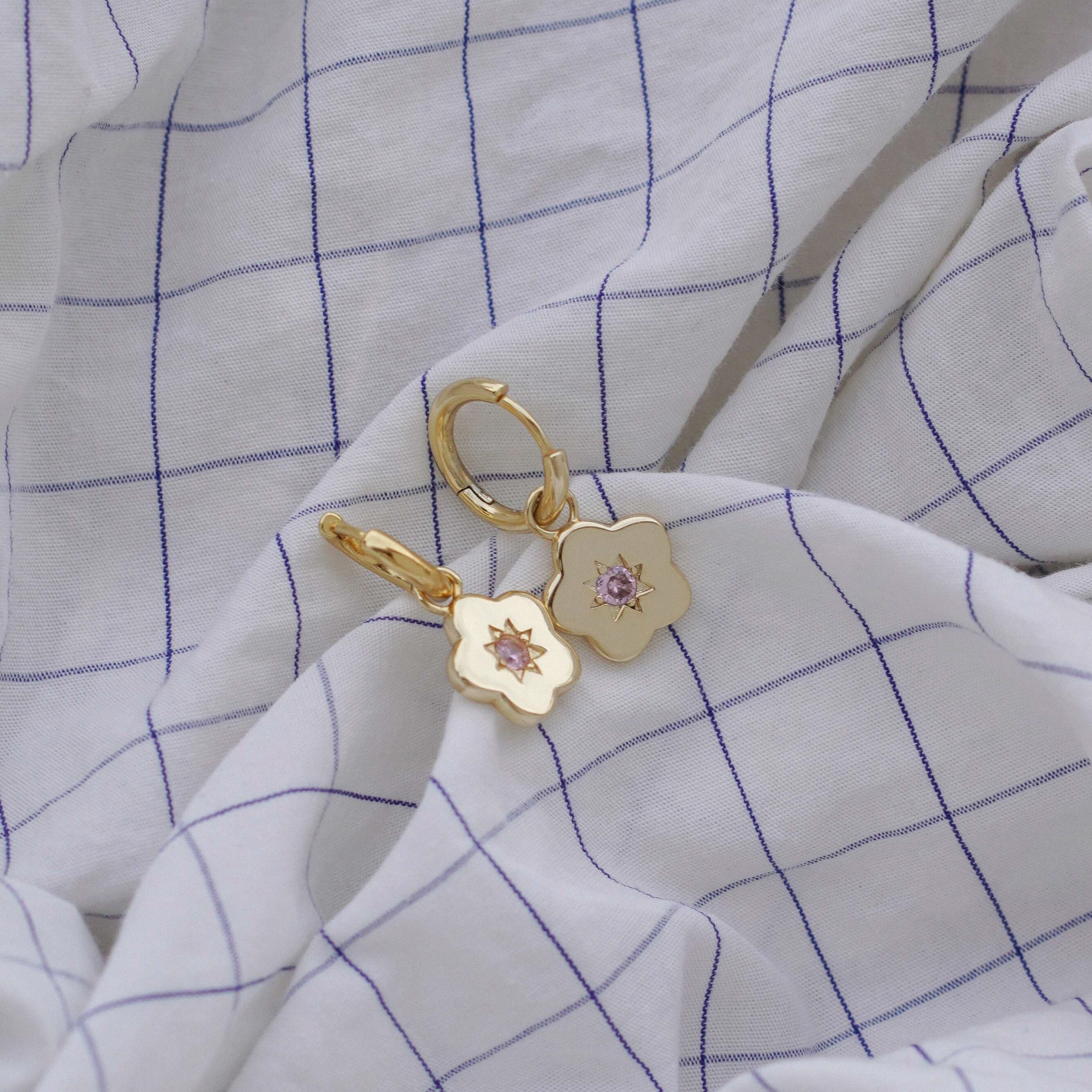 Flower Power Charm Hoop Earring