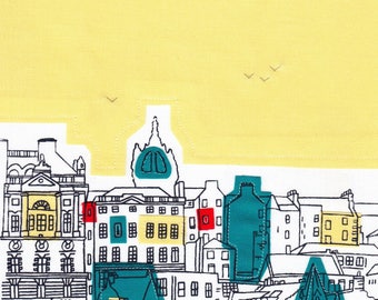 Edinburgh Skyline Print - lemon yellow