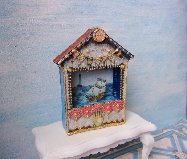 Puppet theater. Dolls house miniature. Handcrafted miniature. Etsy