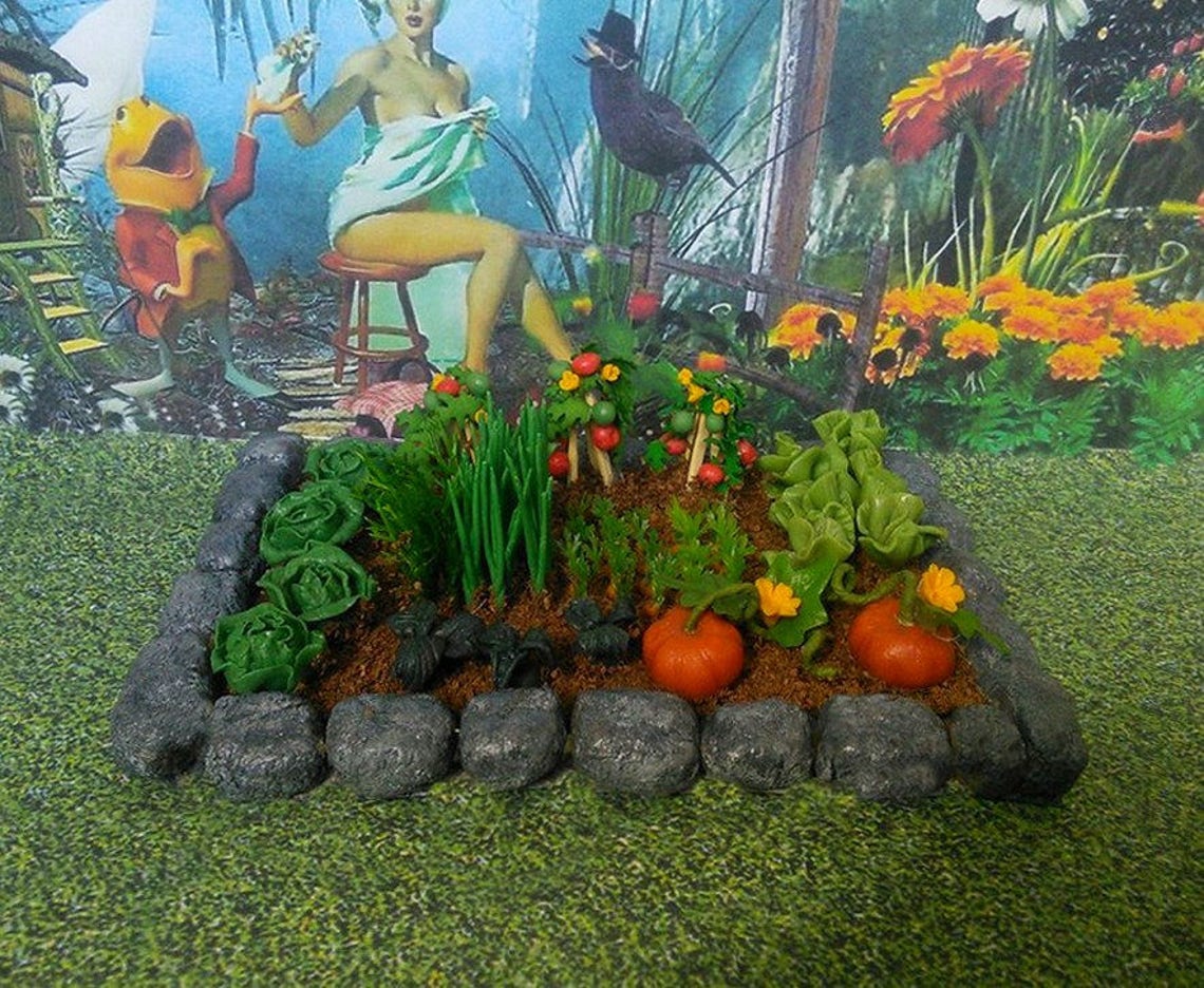 Vegetable garden. Dollhouse Landscape. Miniature Dollhouse. Etsy