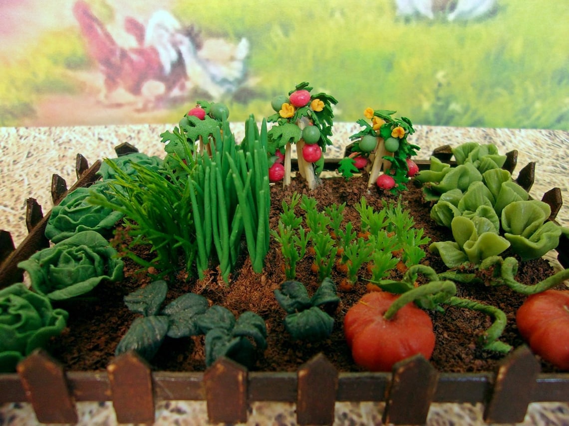 Vegetable garden. Dollhouse Landscape. Miniature Dollhouse. Etsy