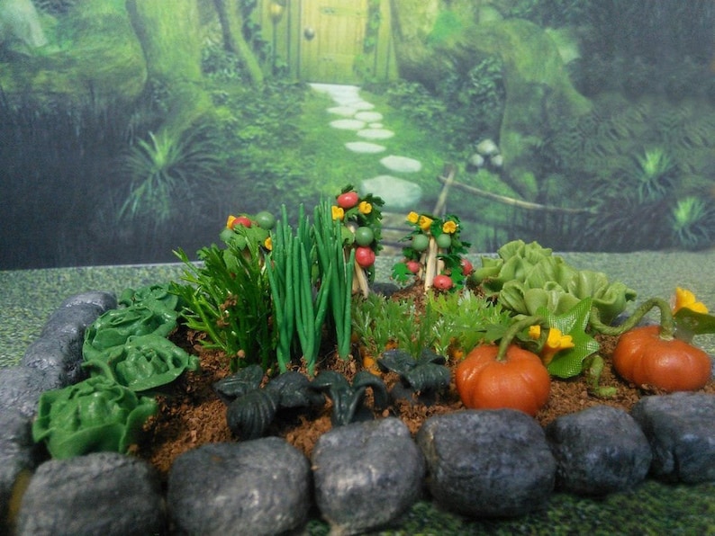 Vegetable garden. Dollhouse Landscape. Miniature Dollhouse. Etsy