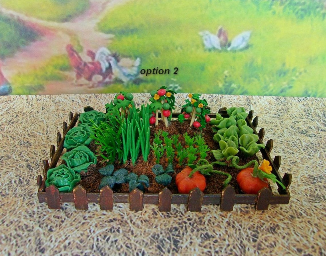 Vegetable garden. Dollhouse Landscape. Miniature Dollhouse. Etsy