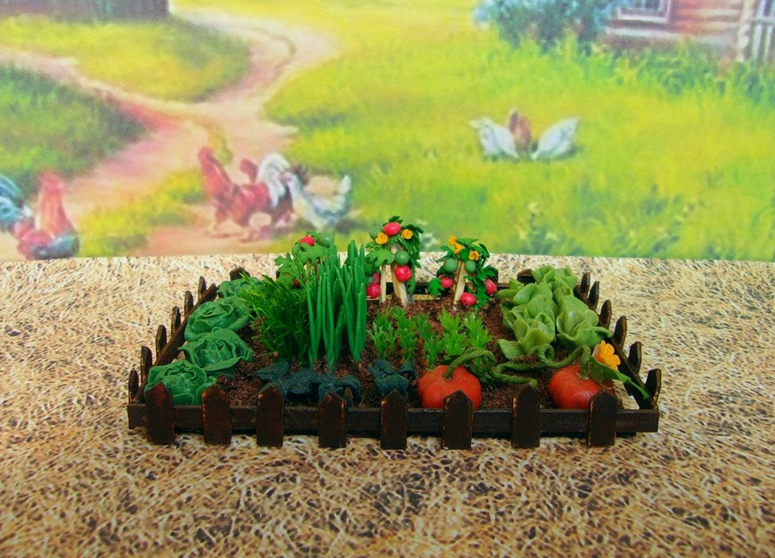 Vegetable garden. Dollhouse Landscape. Miniature Dollhouse. Etsy