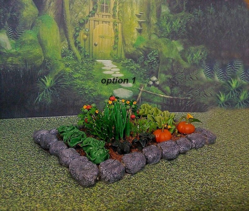 Vegetable garden. Dollhouse Landscape. Miniature Dollhouse. Etsy
