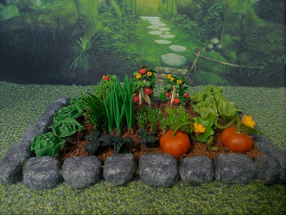 Vegetable garden. Dollhouse Landscape. Miniature Dollhouse. Etsy