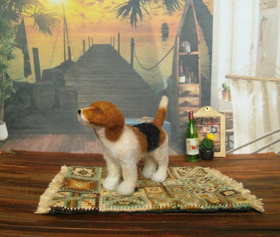 Scale 1:12. Circus dog French Bulldog on the cart